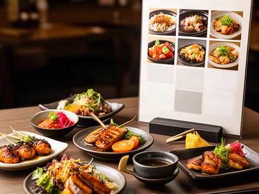 妙高の居酒屋で料理の写真を並べた日本語と英語のメニュー